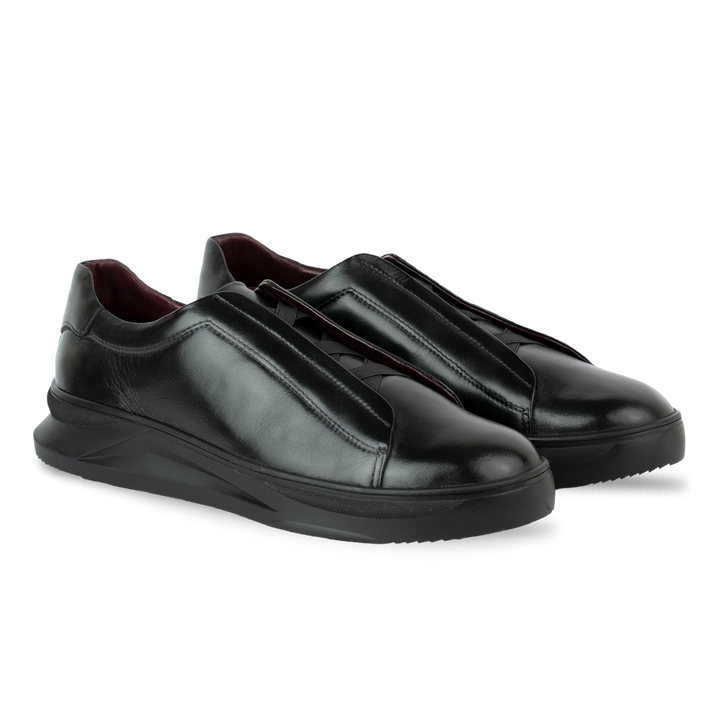 Skiller: Sneakers Homme - Cuir Noir