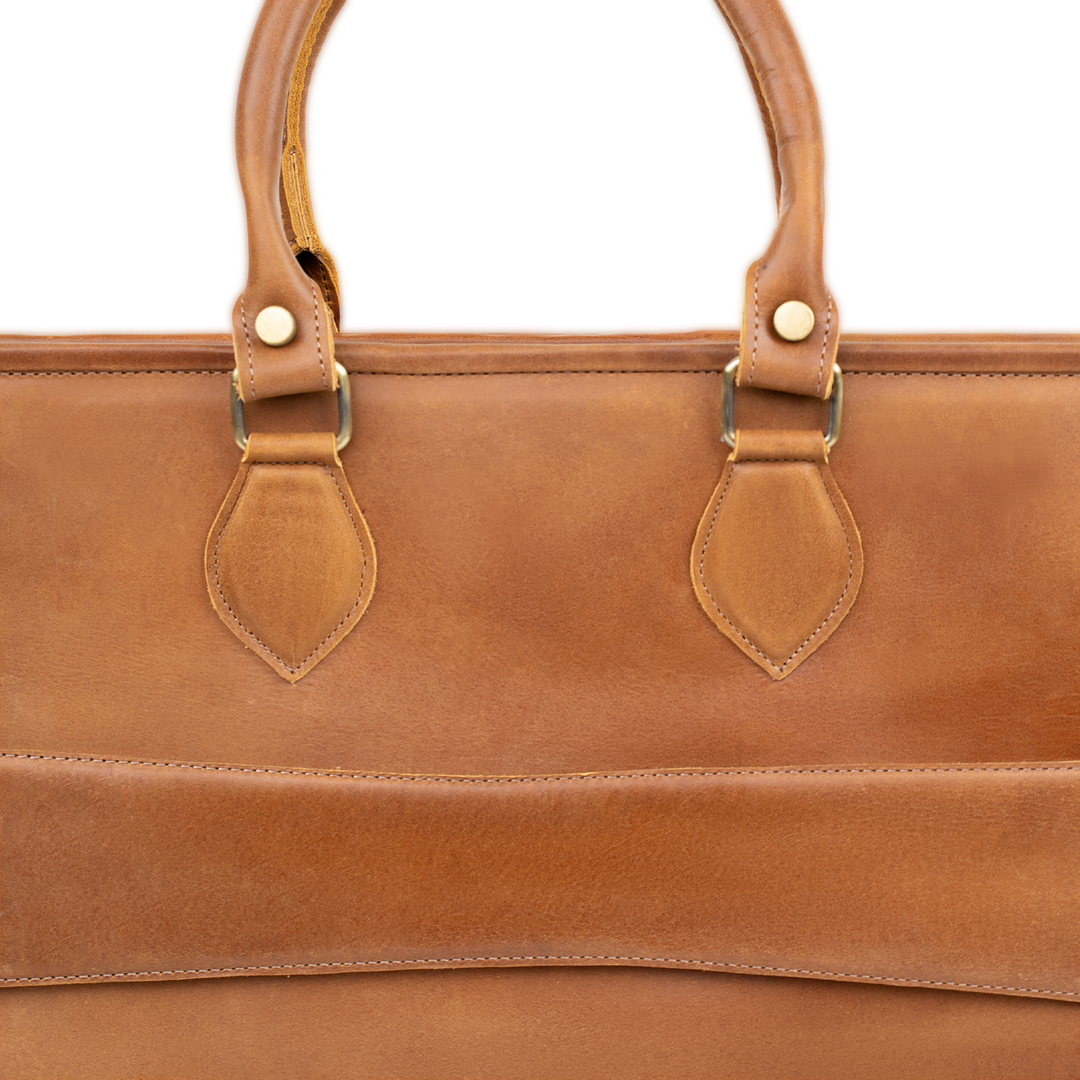 Fezedge: Cartable Ordinateur - Cuir Cognac