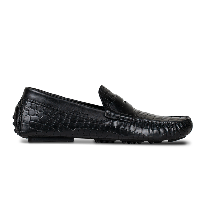 Gary: Mocassin Homme - Cuir Noir Croco