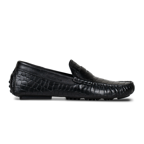 Gary: Mocassin Homme - Cuir Noir Croco