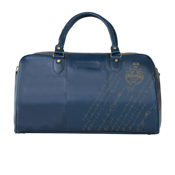 TheAristocrat: Sac de Voyage - Cuir Bleu Gravé