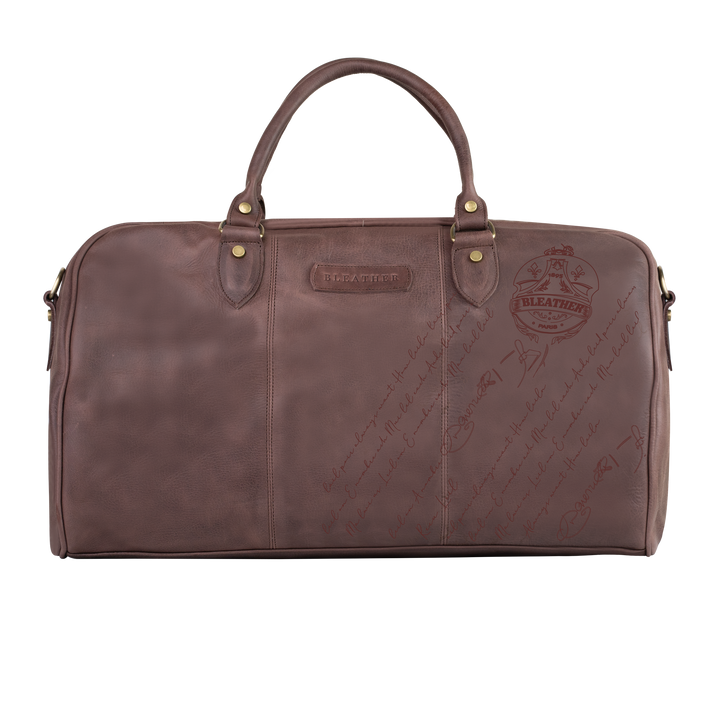 TheAristocrat: Sac de Voyage - Cuir Marron Gravé