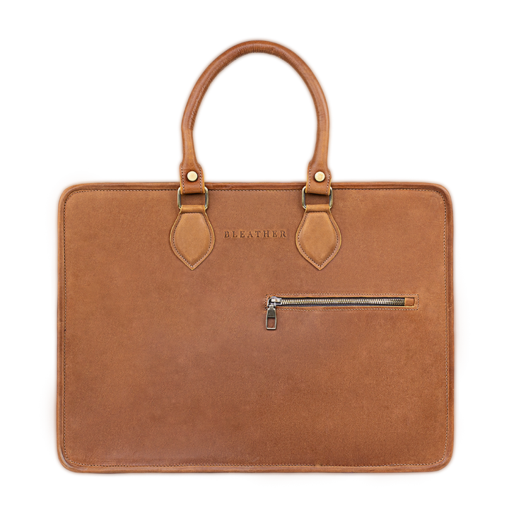 Fezedge: Cartable Ordinateur - Cuir Cognac