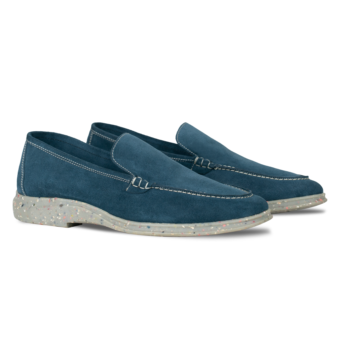 Stewart: Mocassin Homme - Daim Bleu persan