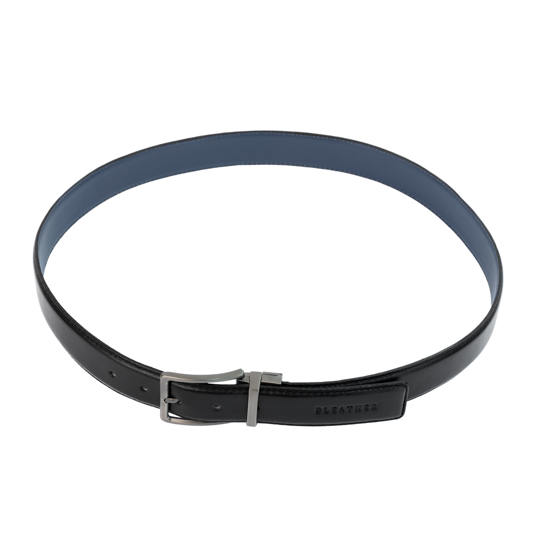 C80: Ceinture Homme - Cuir Noir/Bleu