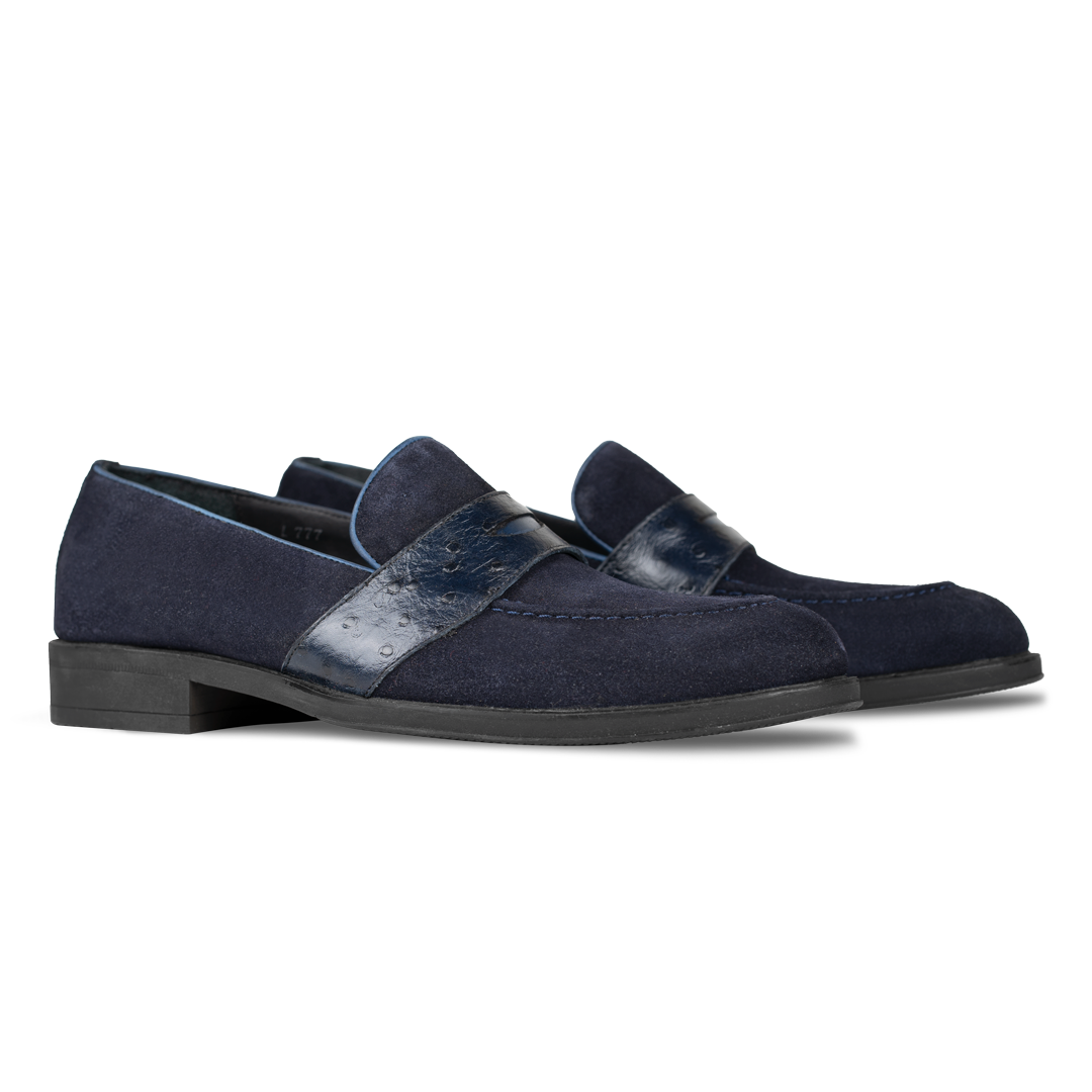 Anderton: Mocassin Homme - Cuir Bleu