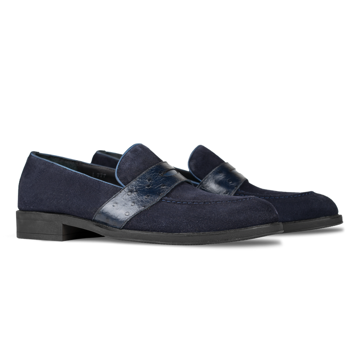 Anderton: Mocassin Homme - Cuir Bleu