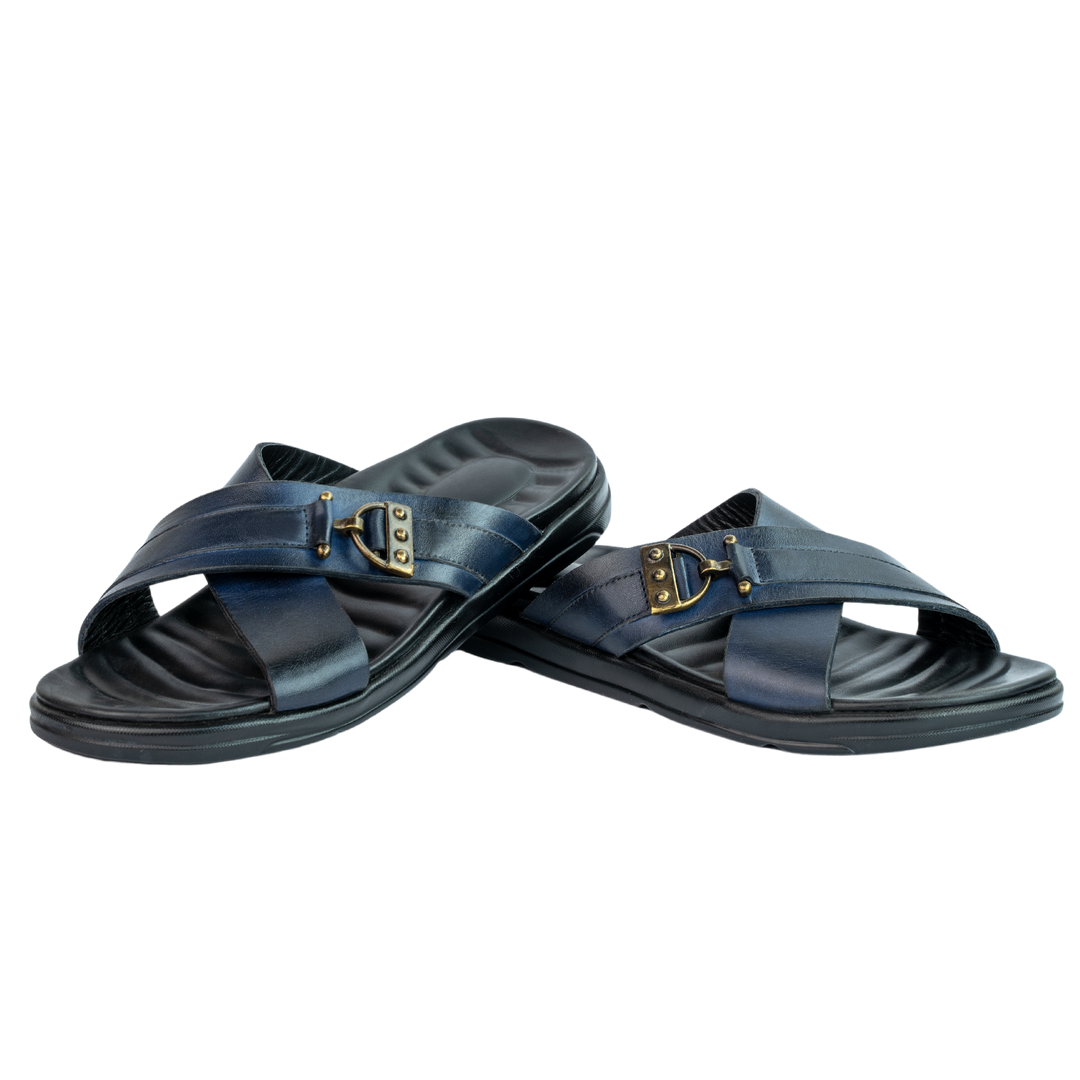 Oasis: Sandales Homme - Cuir Bleu