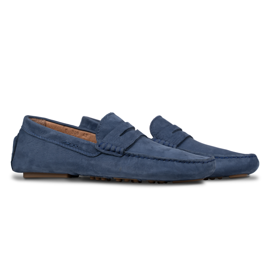 Gary: Mocassin Homme - Daim Bleu Persan