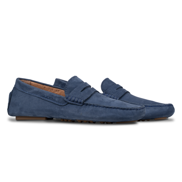 Gary: Mocassin Homme - Daim Bleu Persan