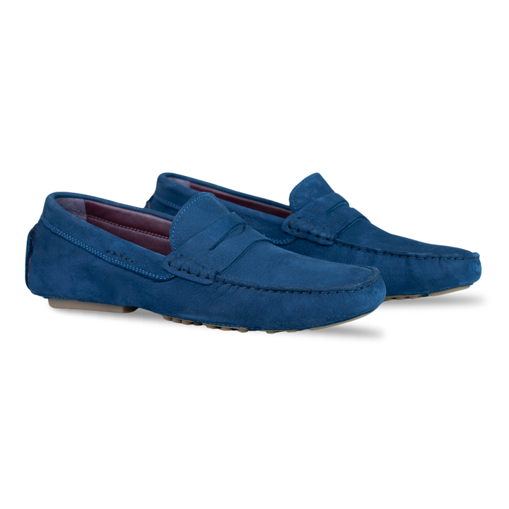 Gary: Mocassin Homme - Daim Bleu