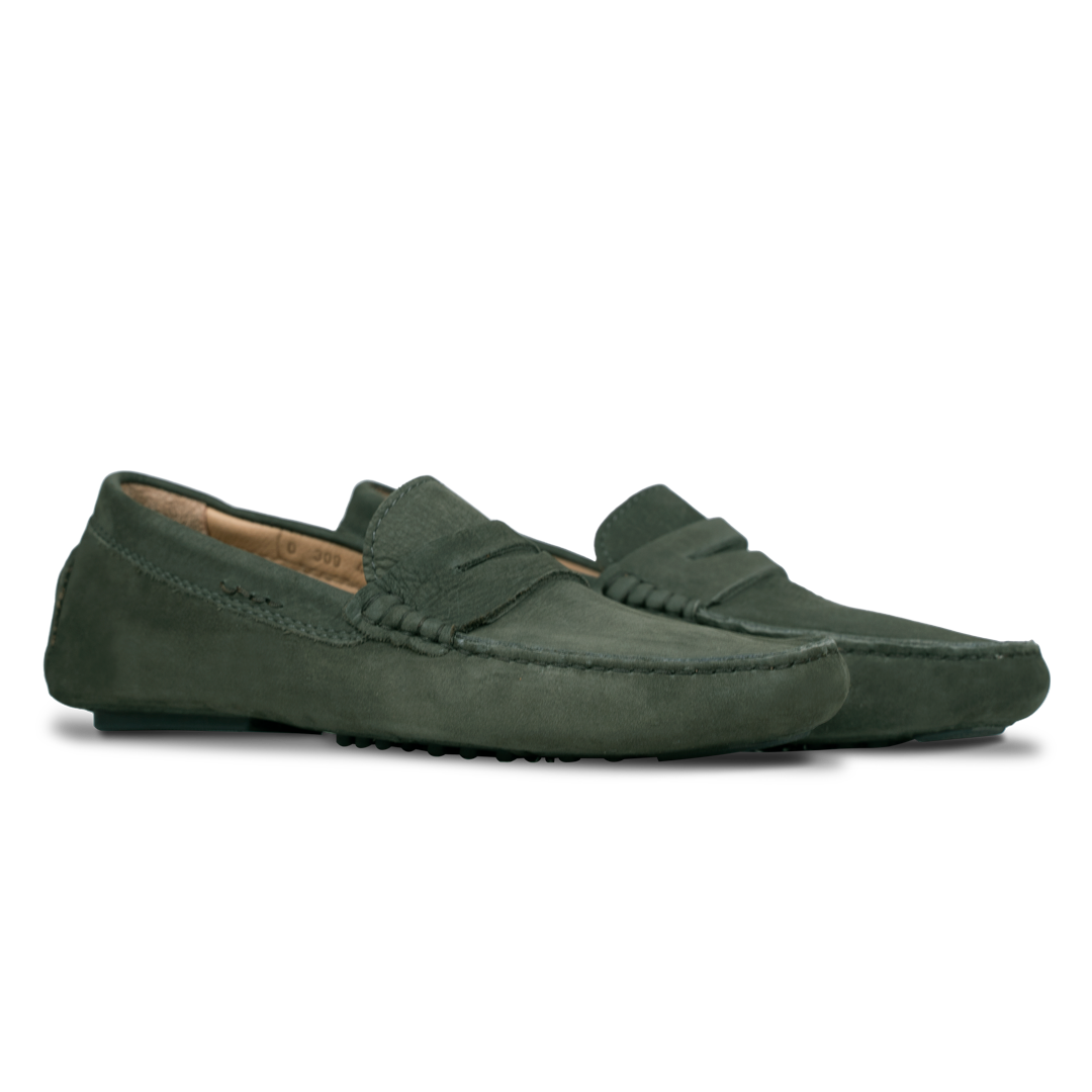 Gary: Mocassin Homme - Daim Vert