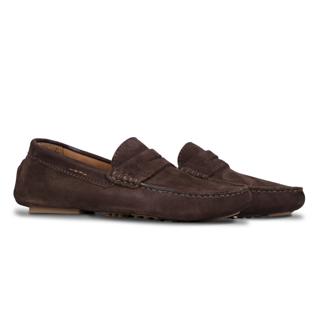 Gary: Mocassin Homme - Daim Marron