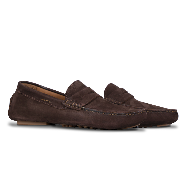 Gary: Mocassin Homme - Daim Marron