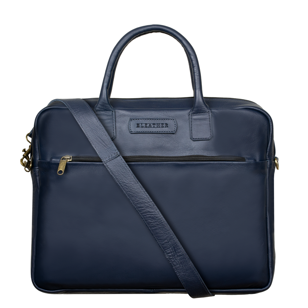 Prestige: Cartable Ordinateur - Cuir Bleu