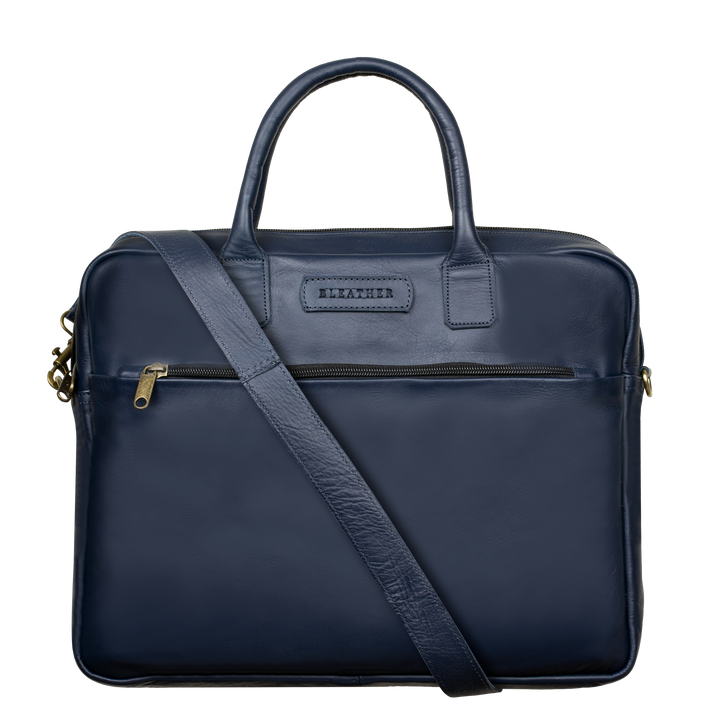 Prestige: Cartable Ordinateur - Cuir Bleu