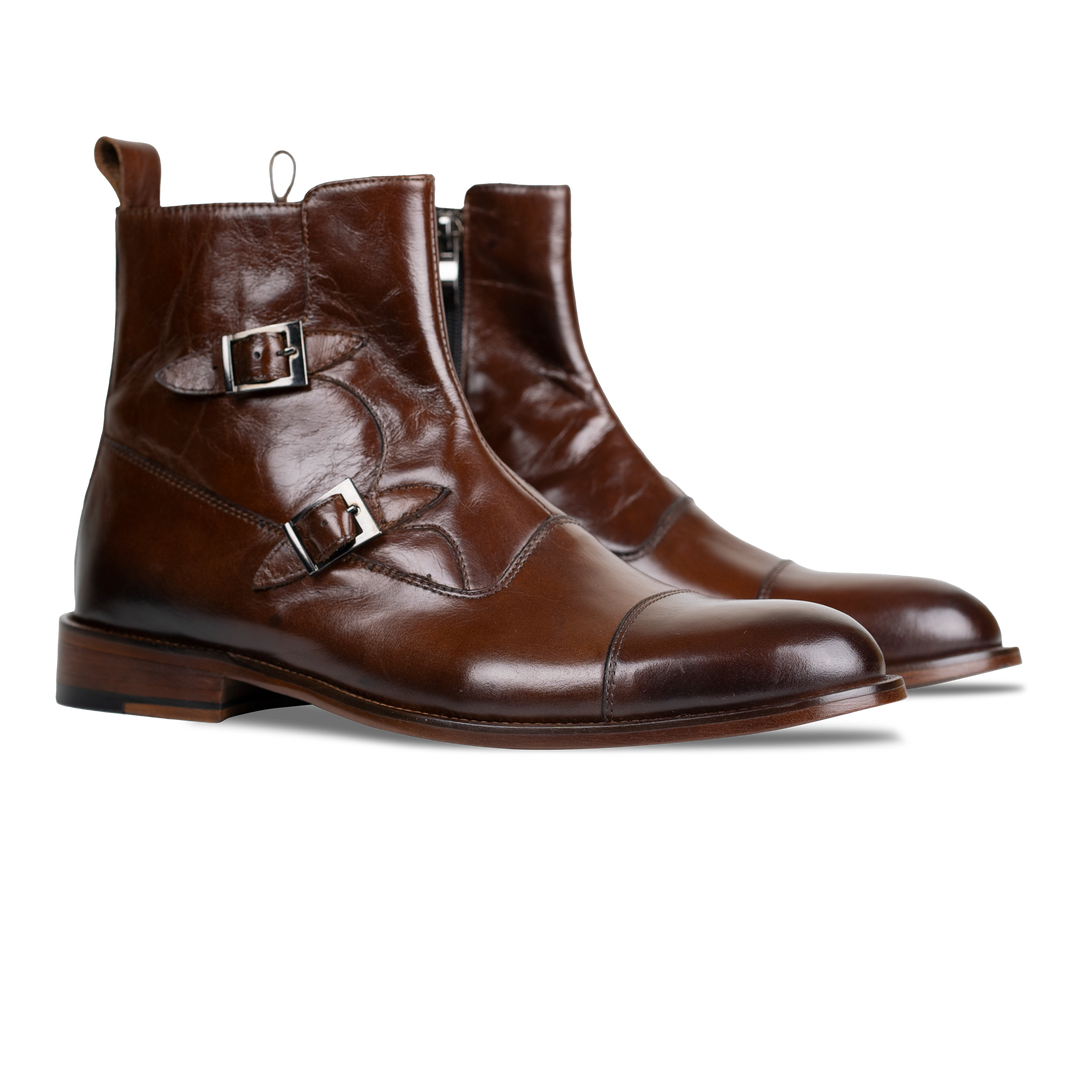 Arthur: Boots à boucles - Cuir Marron