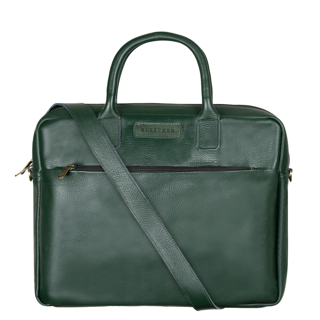 Prestige: Cartable Ordinateur - Cuir Vert