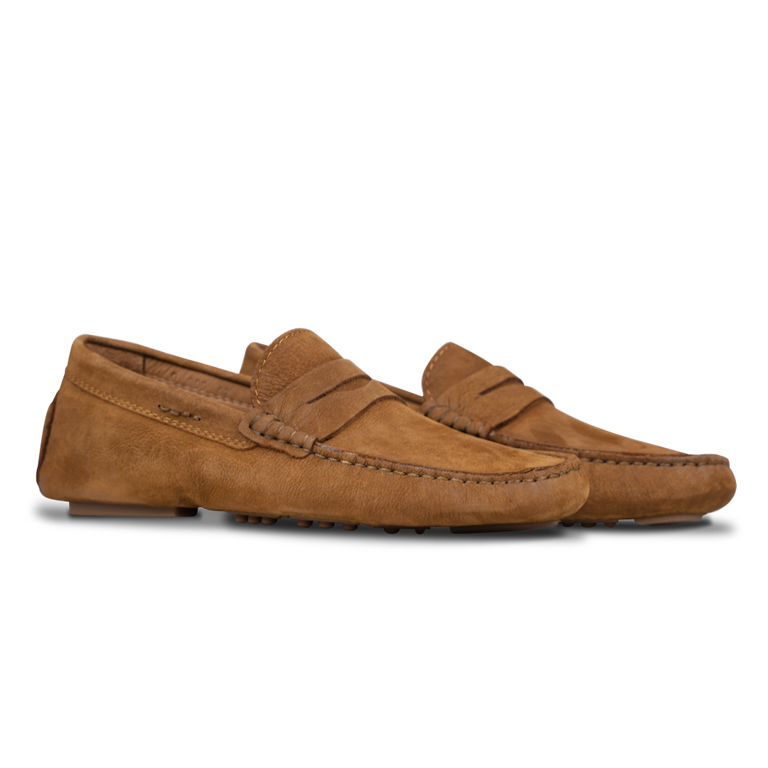 Gary: Mocassin Homme - Daim Cognac