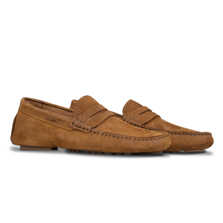 Gary: Mocassin Homme - Daim Cognac