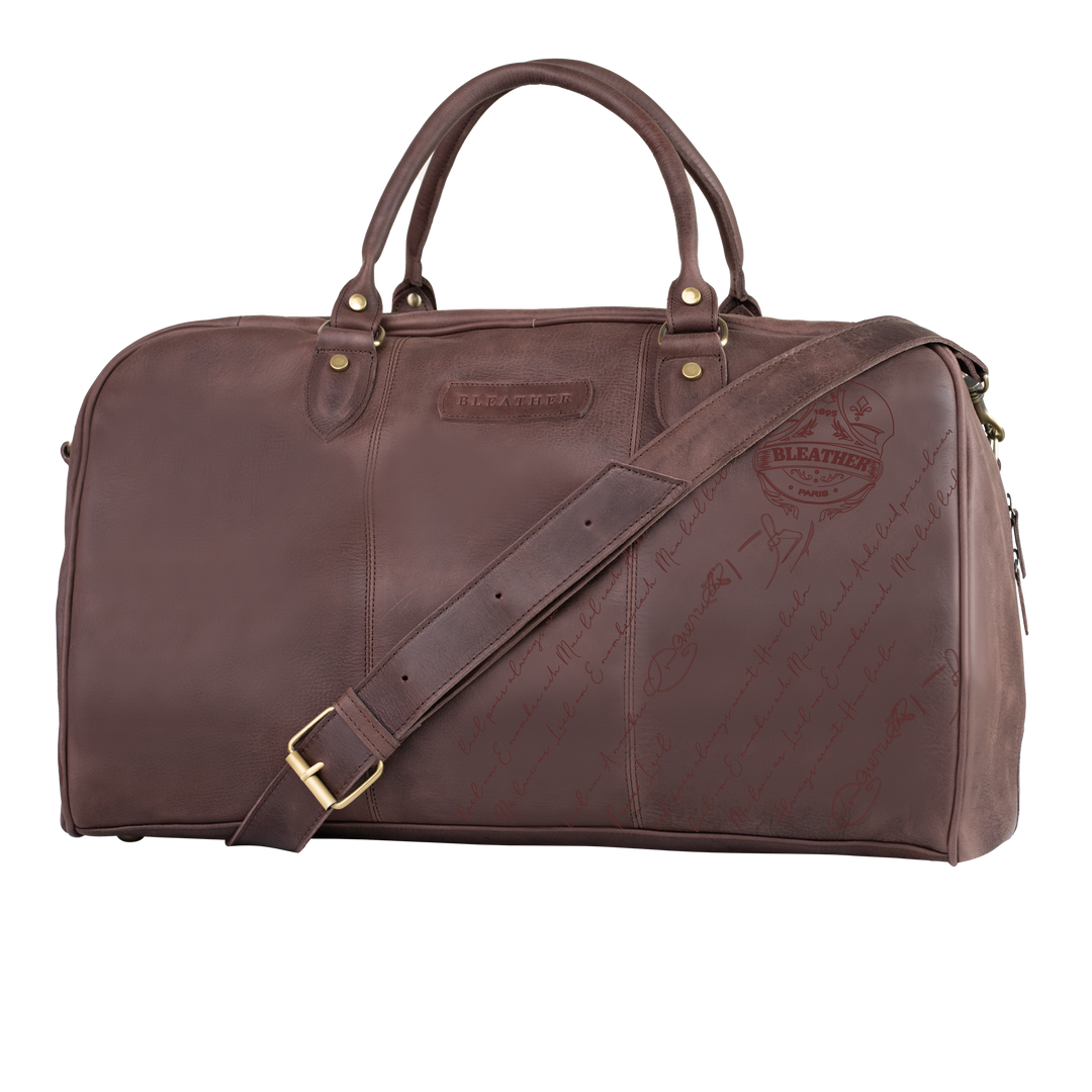 TheAristocrat: Sac de Voyage - Cuir Marron Gravé