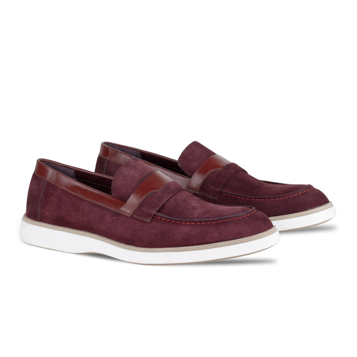 Phelps: Mocassin Homme - Daim Bordeaux