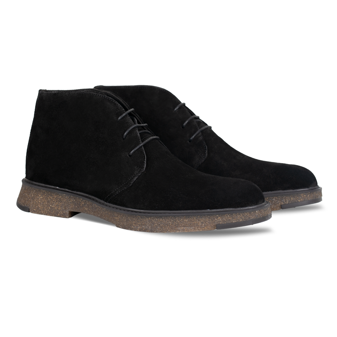 Clarke: Demi Bottes Homme - Daim Noir