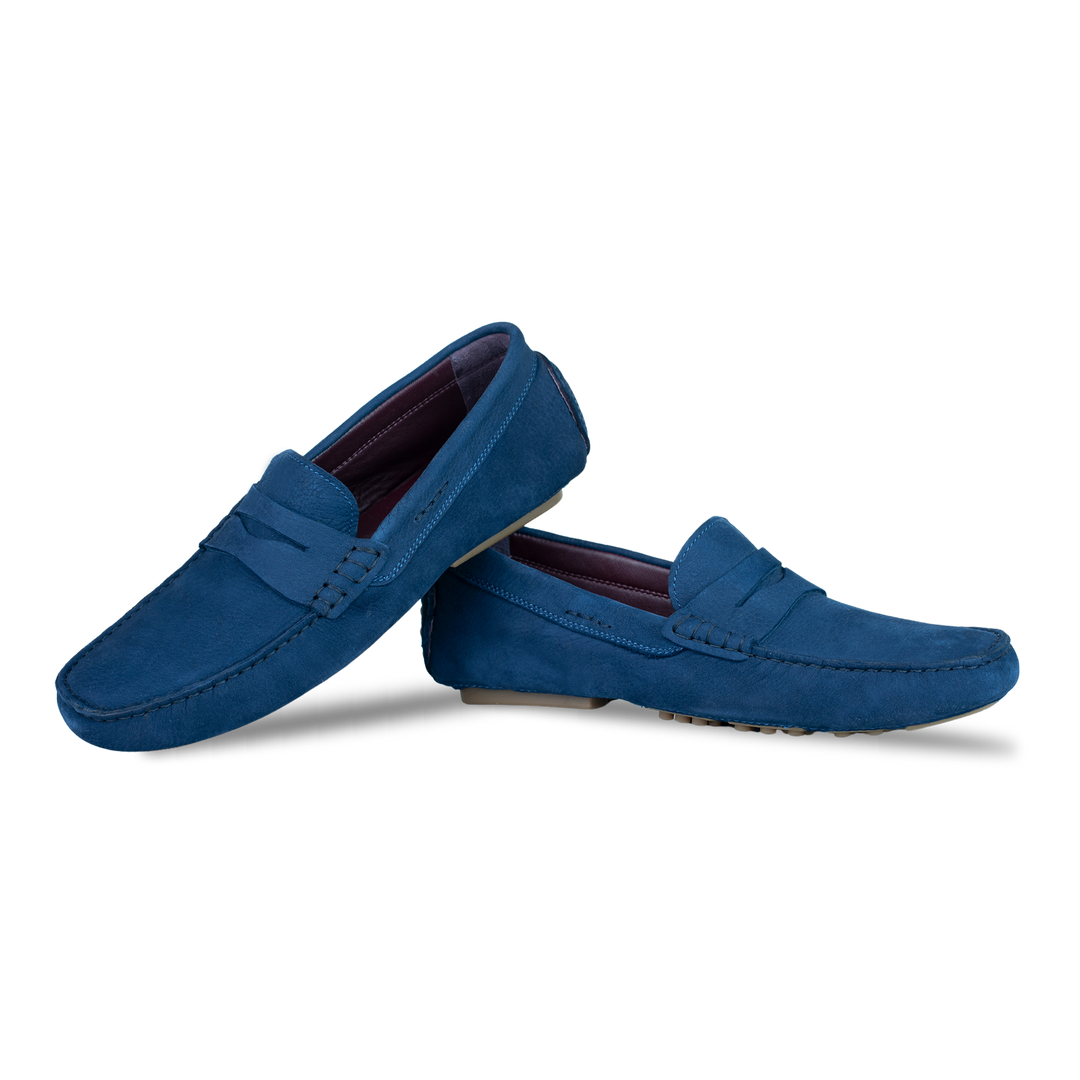 Gary: Mocassin Homme - Daim Bleu