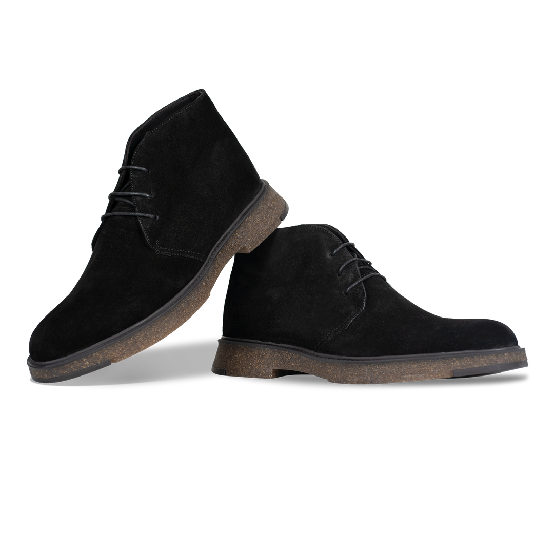 Clarke: Demi Bottes Homme - Daim Noir