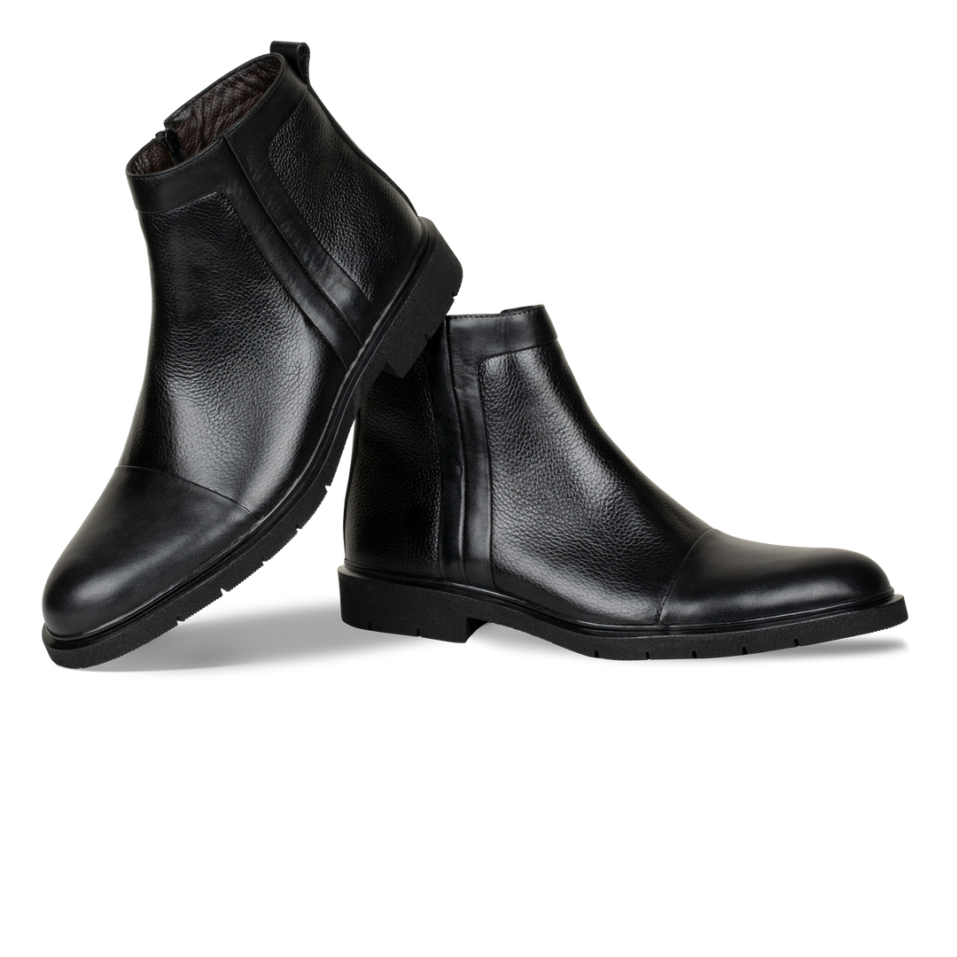 Castel: Demi Bottes Homme - Cuir Noir