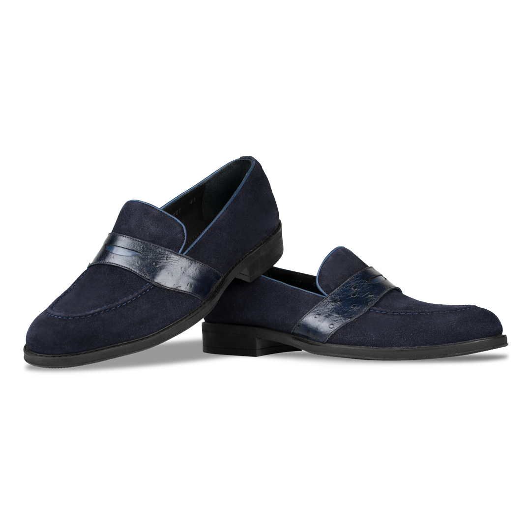 Anderton: Mocassin Homme - Cuir Bleu