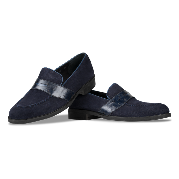 Anderton: Mocassin Homme - Cuir Bleu