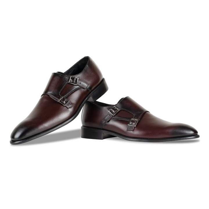 Budd: Chaussures à boucles - Cuir Bordeaux