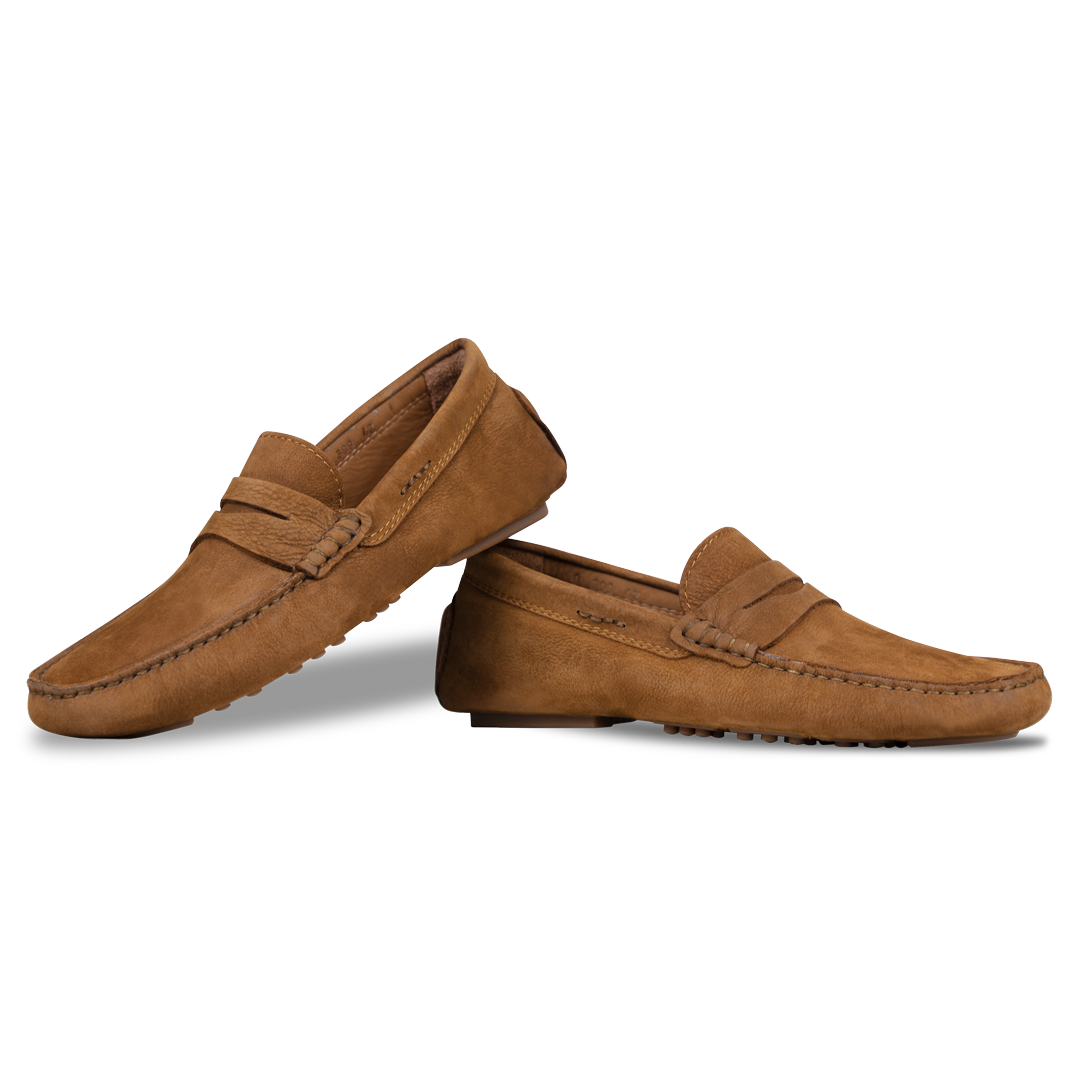 Gary: Mocassin Homme - Daim Cognac