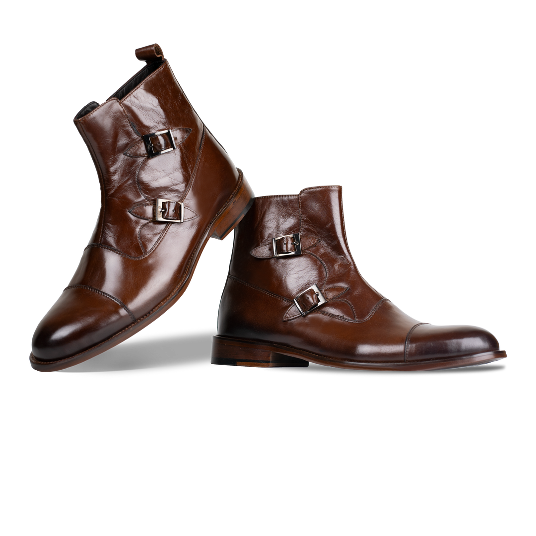 Arthur: Boots à boucles - Cuir Marron