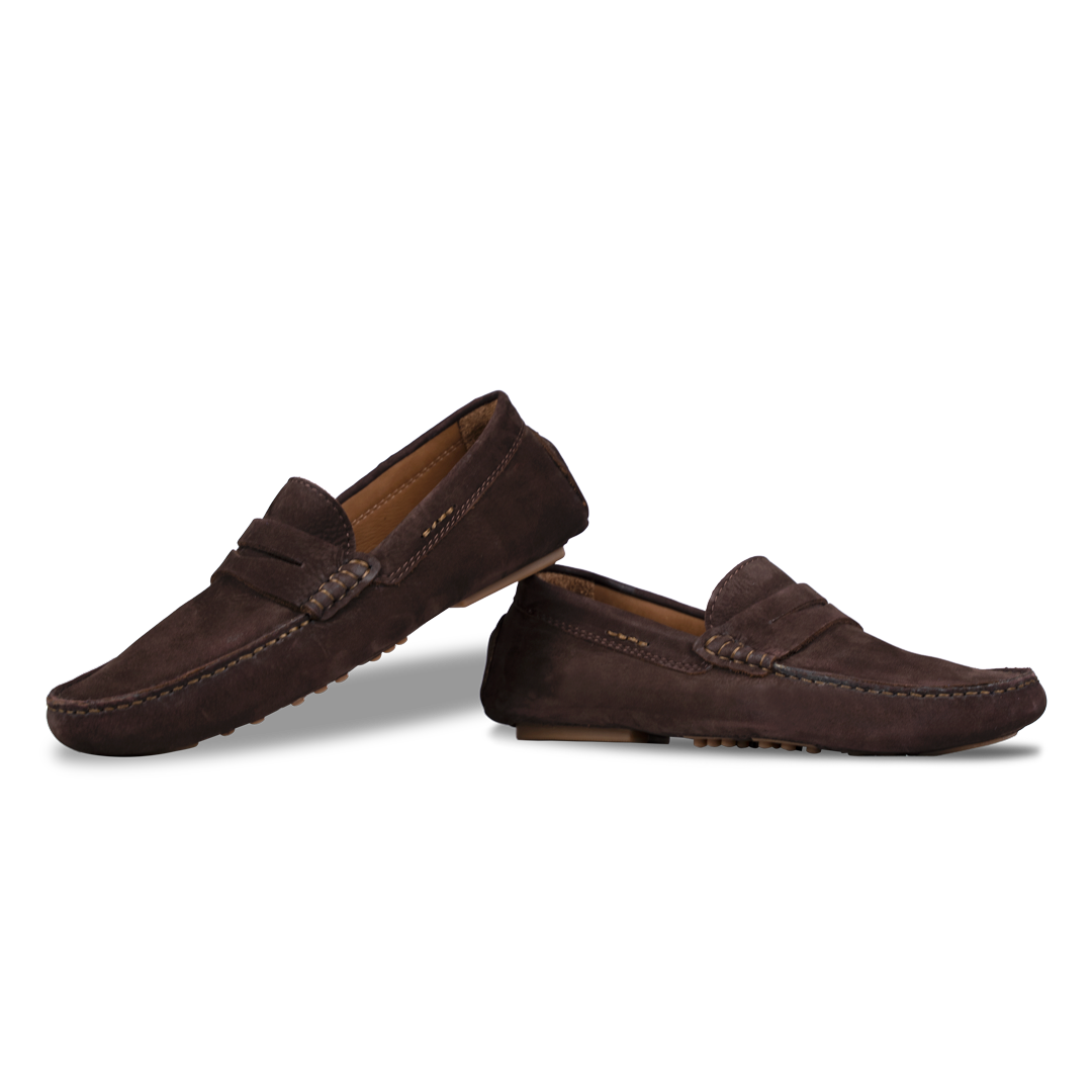 Gary: Mocassin Homme - Daim Marron