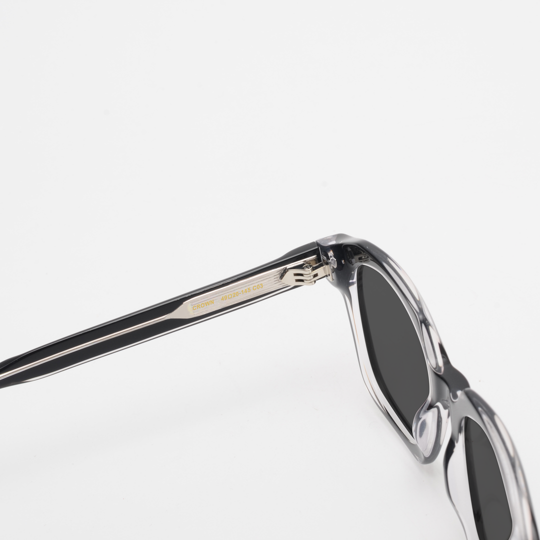 Crown: Lunettes de soleil de luxe Noir transparent