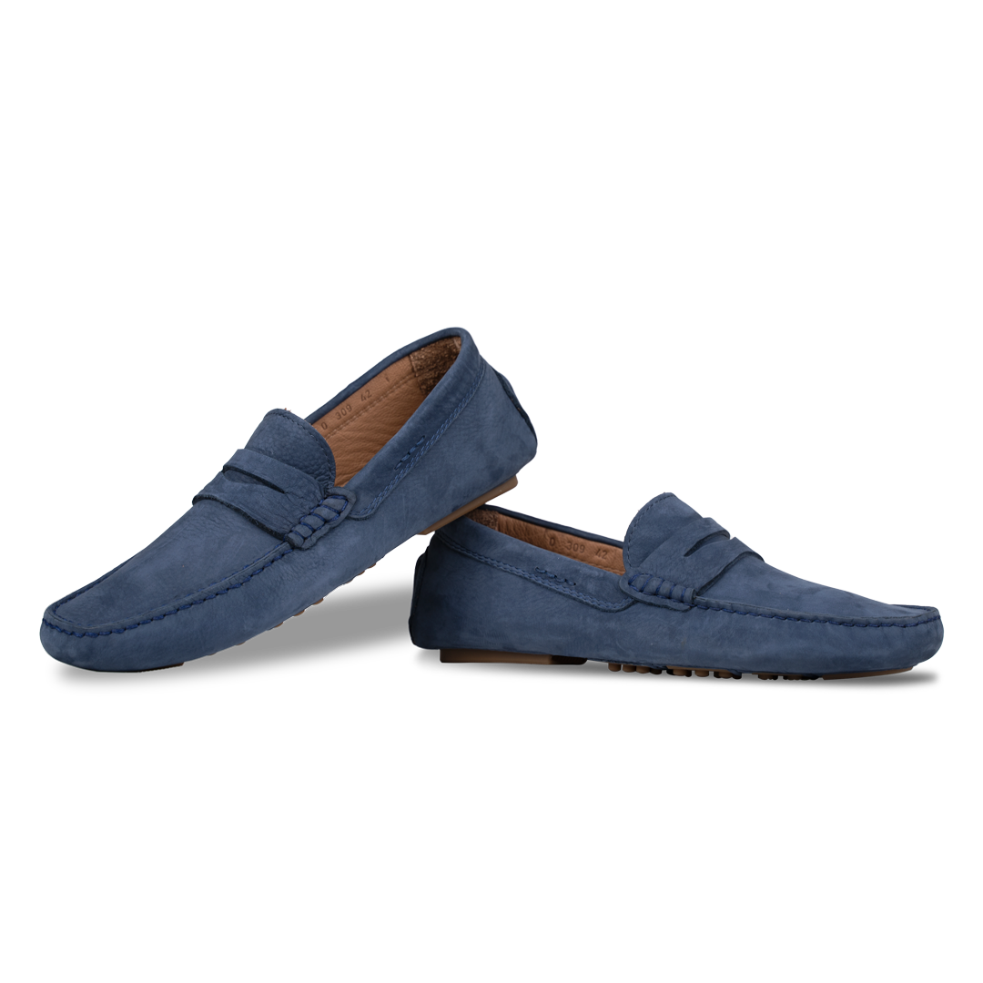 Gary: Mocassin Homme - Daim Bleu Persan