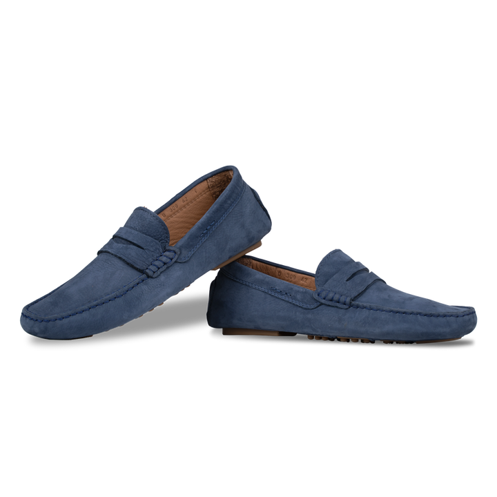 Gary: Mocassin Homme - Daim Bleu Persan