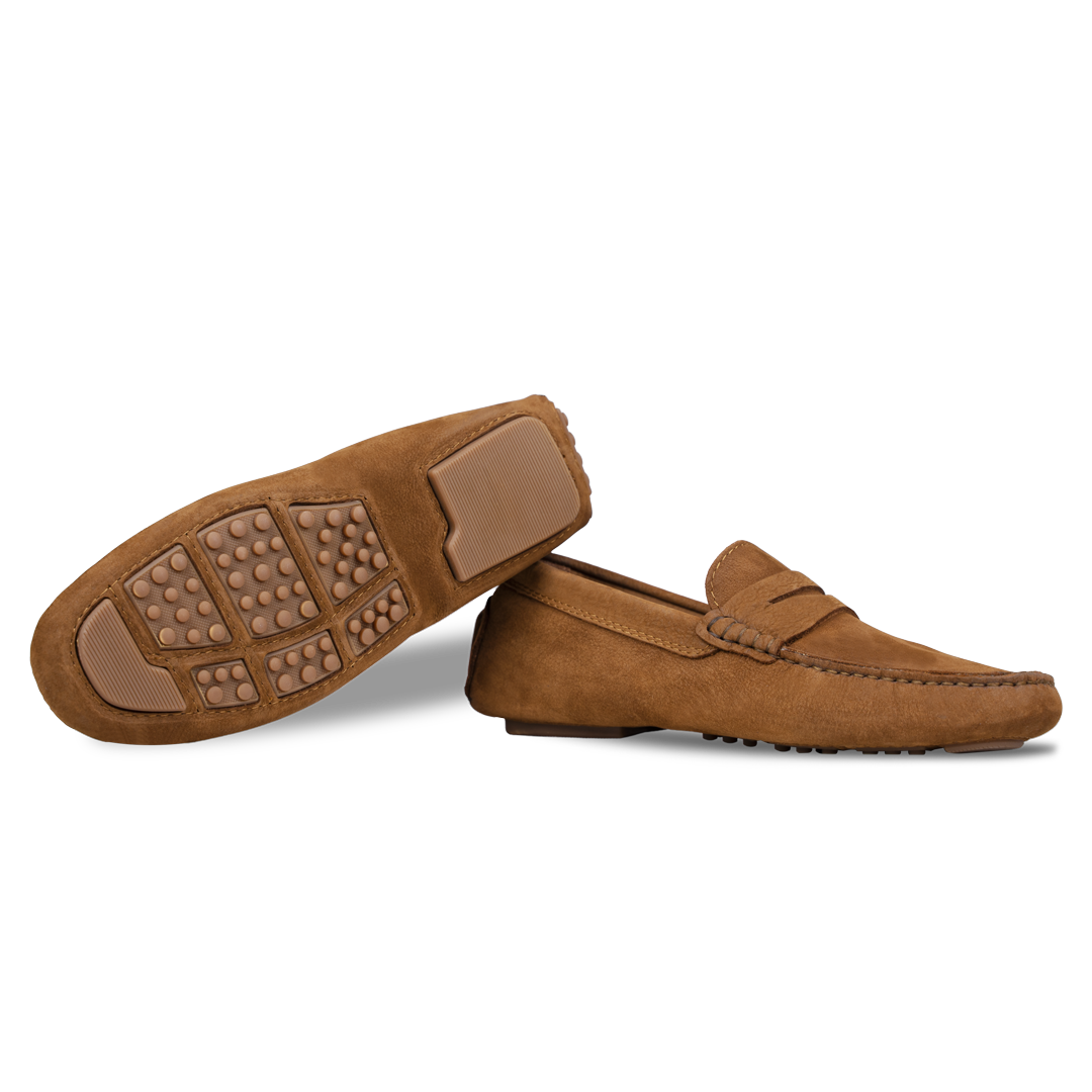 Gary: Mocassin Homme - Daim Cognac