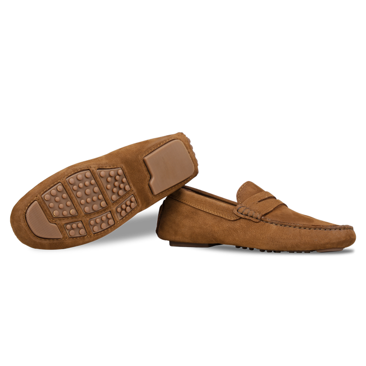 Gary: Mocassin Homme - Daim Cognac