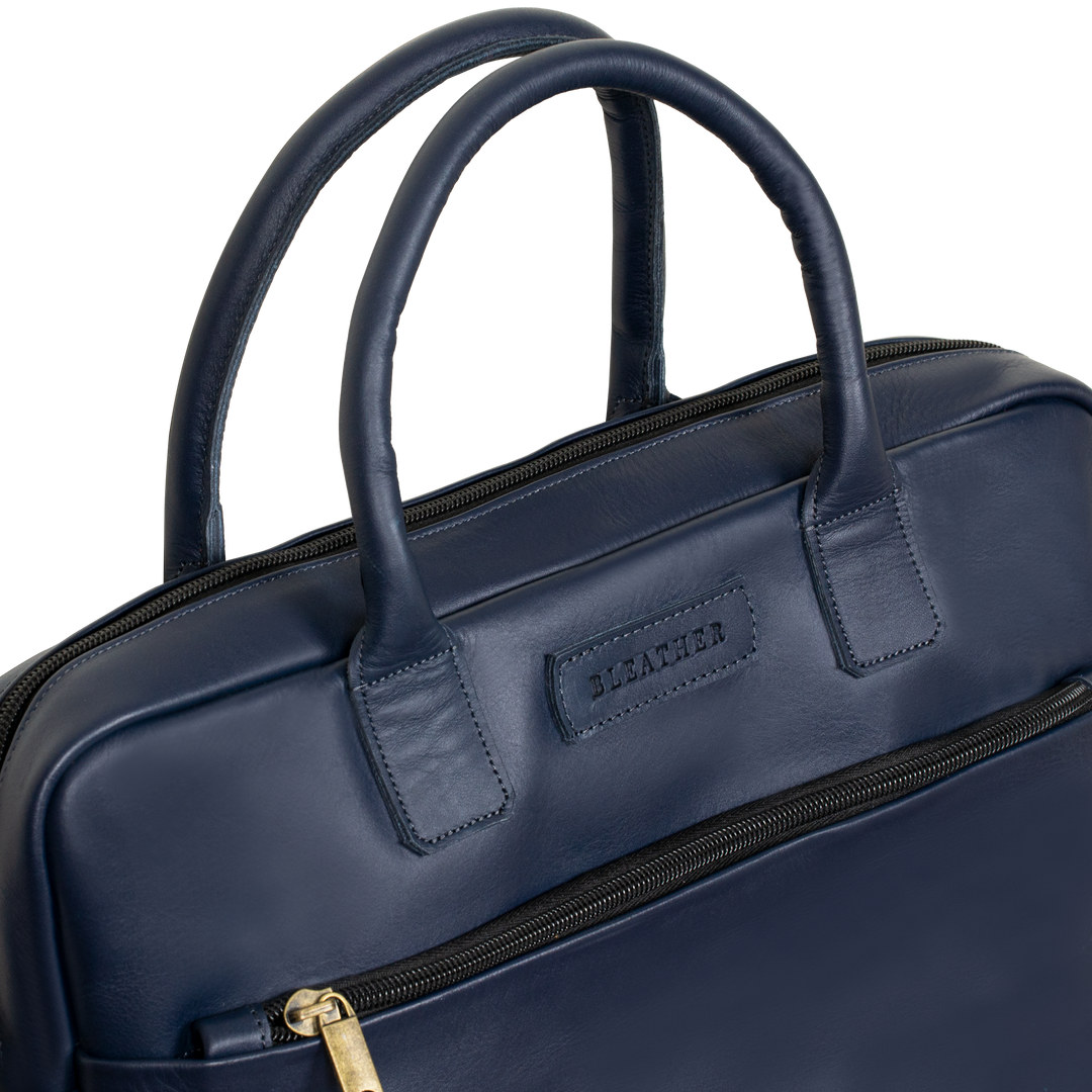 Prestige: Cartable Ordinateur - Cuir Bleu