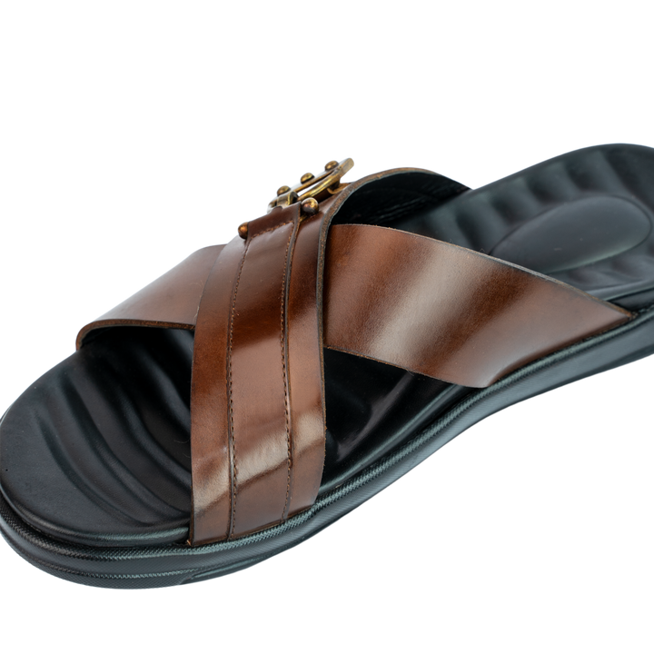 Oasis: Sandales Homme - Cuir Marron