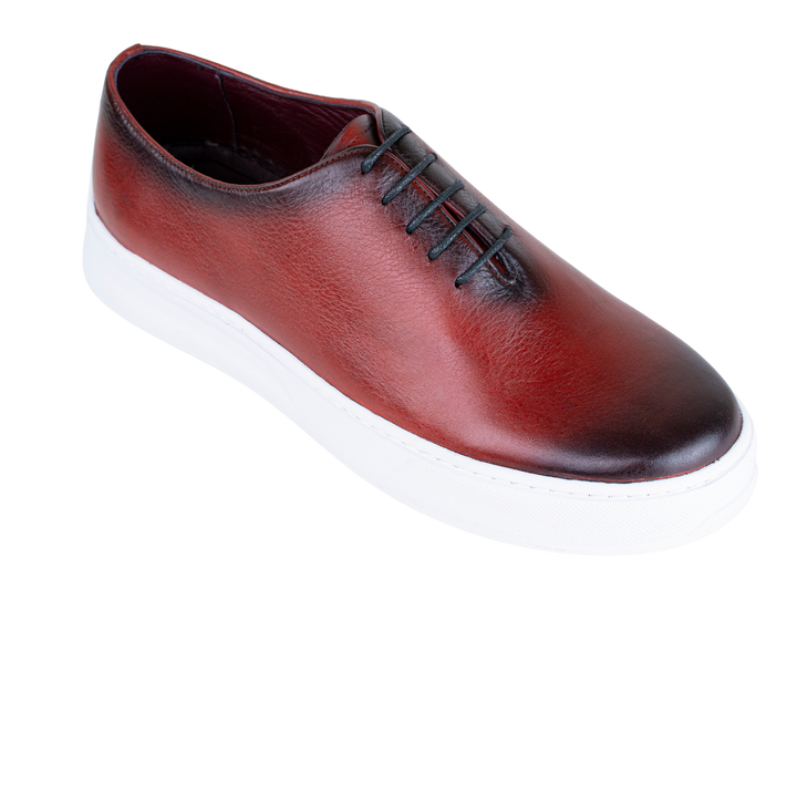 Kirk: Sneakers Homme - Cuir Bordeaux