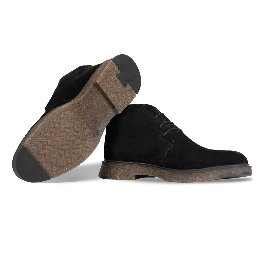 Clarke: Demi Bottes Homme - Daim Noir