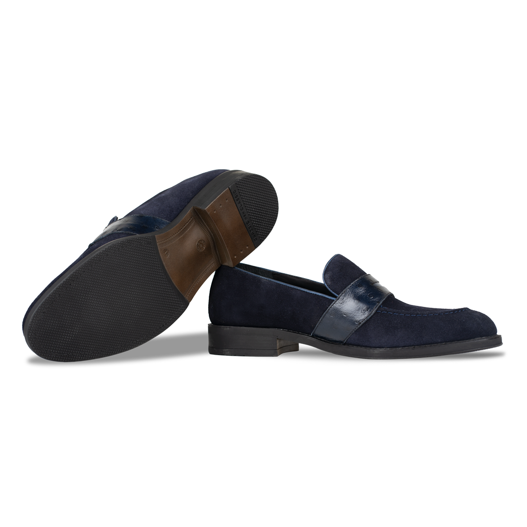 Anderton: Mocassin Homme - Cuir Bleu