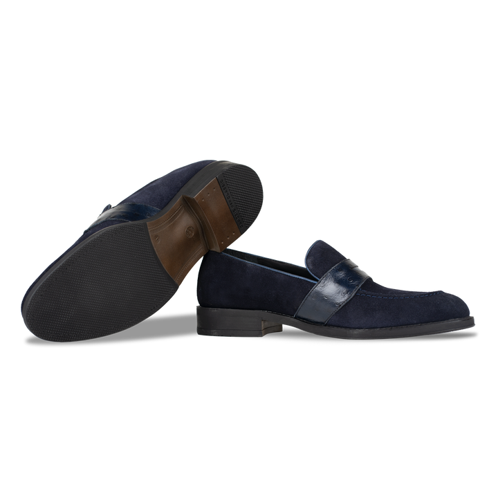 Anderton: Mocassin Homme - Cuir Bleu