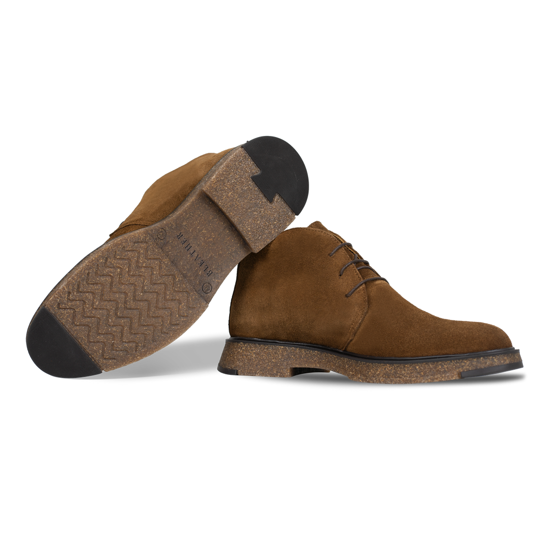 Clarke: Demi Bottes Homme - Daim Cognac