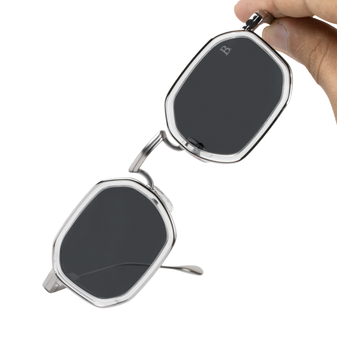 Riveria: Lunettes de soleil de luxe Noir Silver