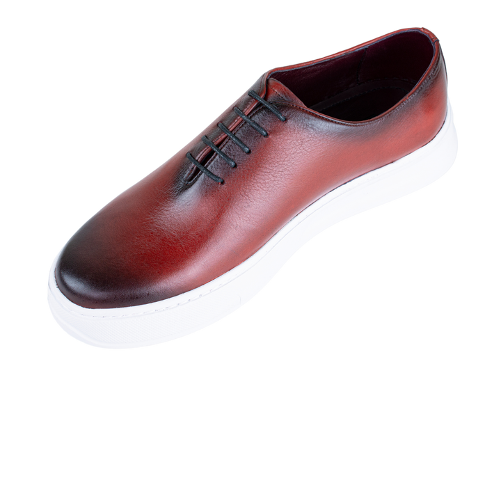 Kirk: Sneakers Homme - Cuir Bordeaux